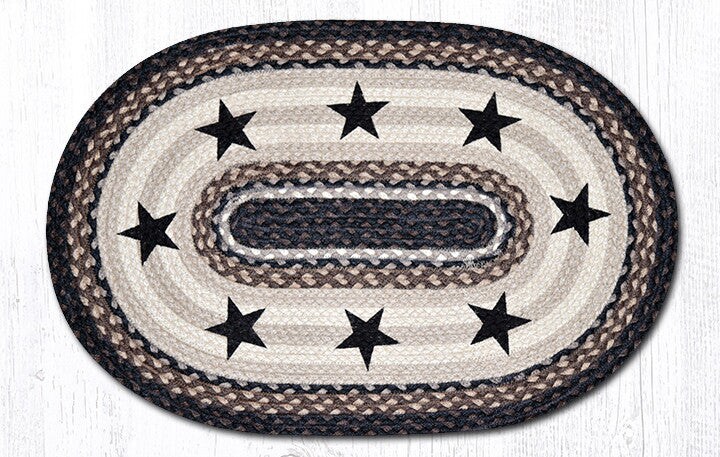 Earth Rugs OP-313 Black Stars Oval Patch 20&#x22; x 30&#x22;