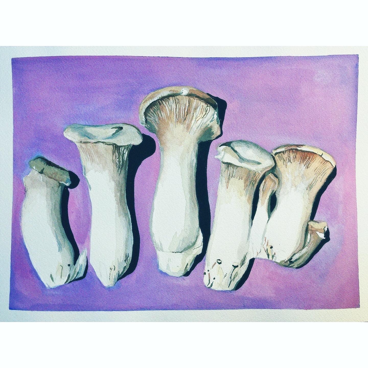 King Trumpet Mushroom Study In Gouache Part Ii With Adriennehodgeart