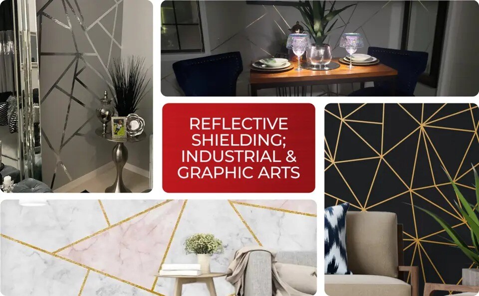 Decorative Metalized Tape for Walls and DIY Art Projects. Silver, 1/4"