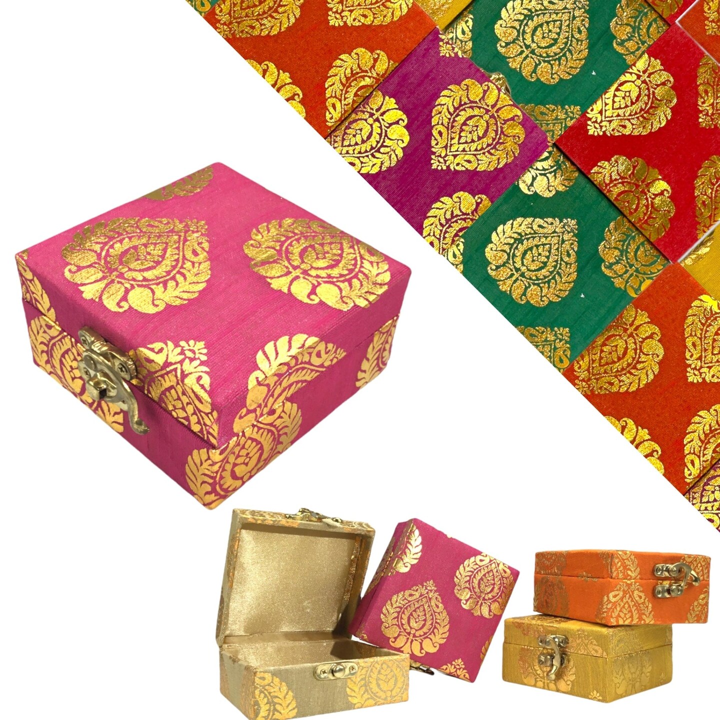 Small Handmade Jewelry Box Brocade Gift Boxes Favor for Indian Pakistani Punjabi Wedding, Nikah Favor, Mehndi Favors, for Girls