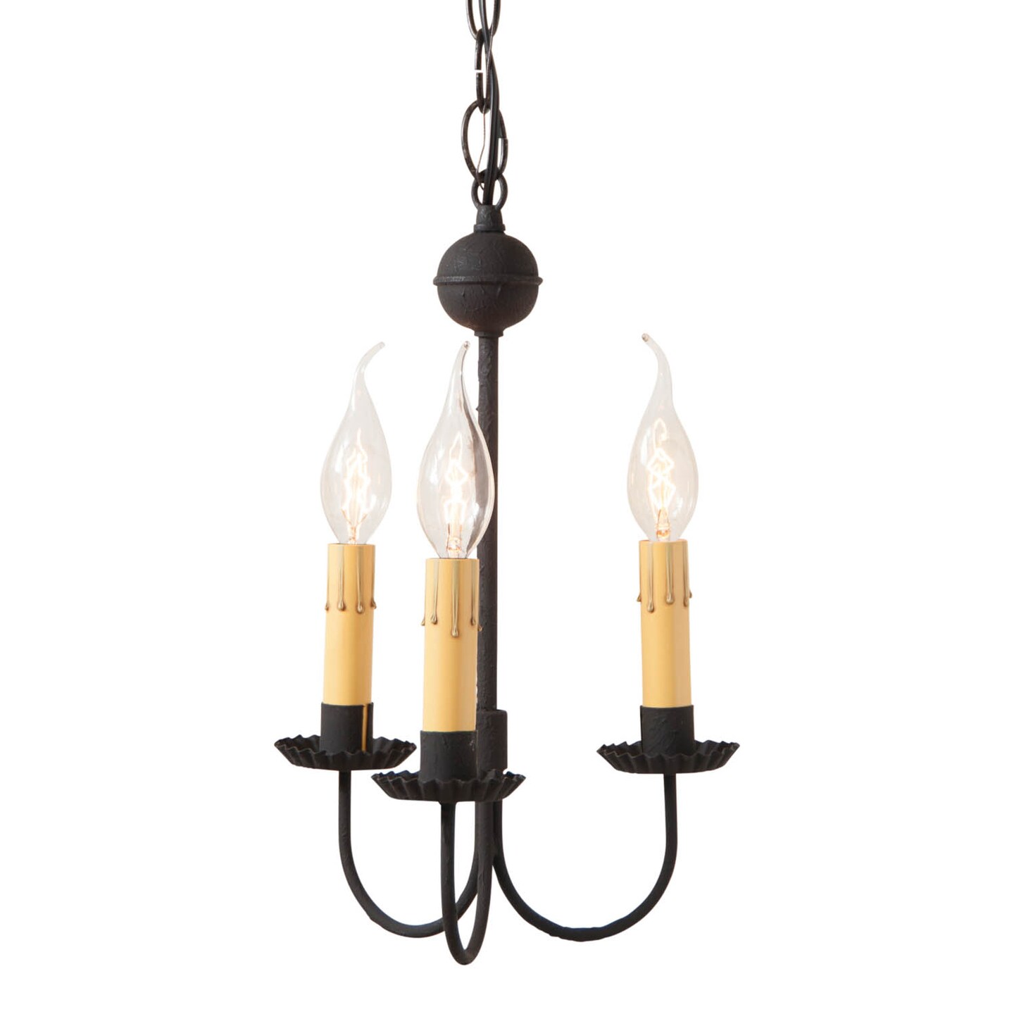 Small 3-Arm Primitive Chandelier in Textured Black