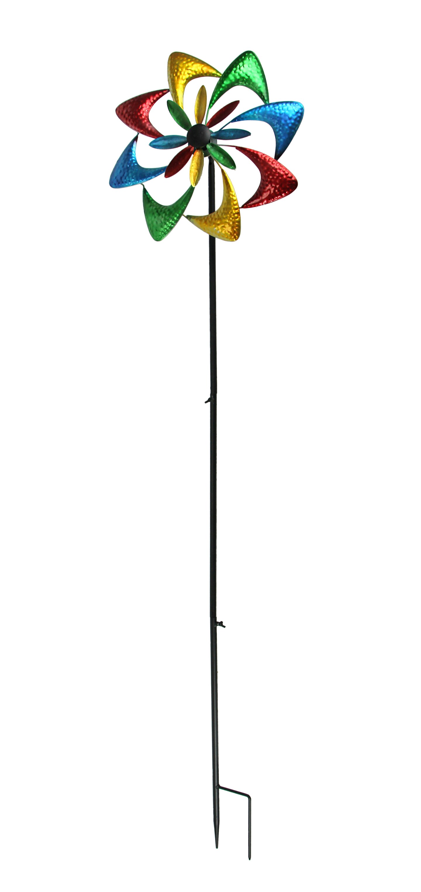 63 Inch Multicolor Metal Kinetic Wind Spinner Pinwheel Garden Art Decoration