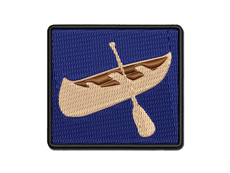 Canoe Water Boat with Paddle Multi-Color Embroidered Iron-On or Hook &#x26; Loop Patch Applique