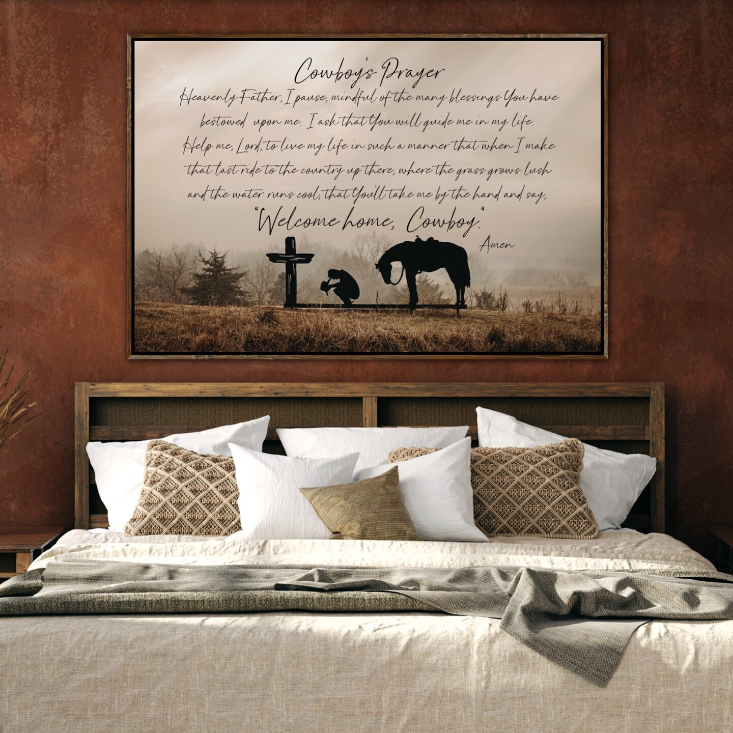 Cowboy Prayer Canvas Wall Art - Western Home Decor - Ranch Style