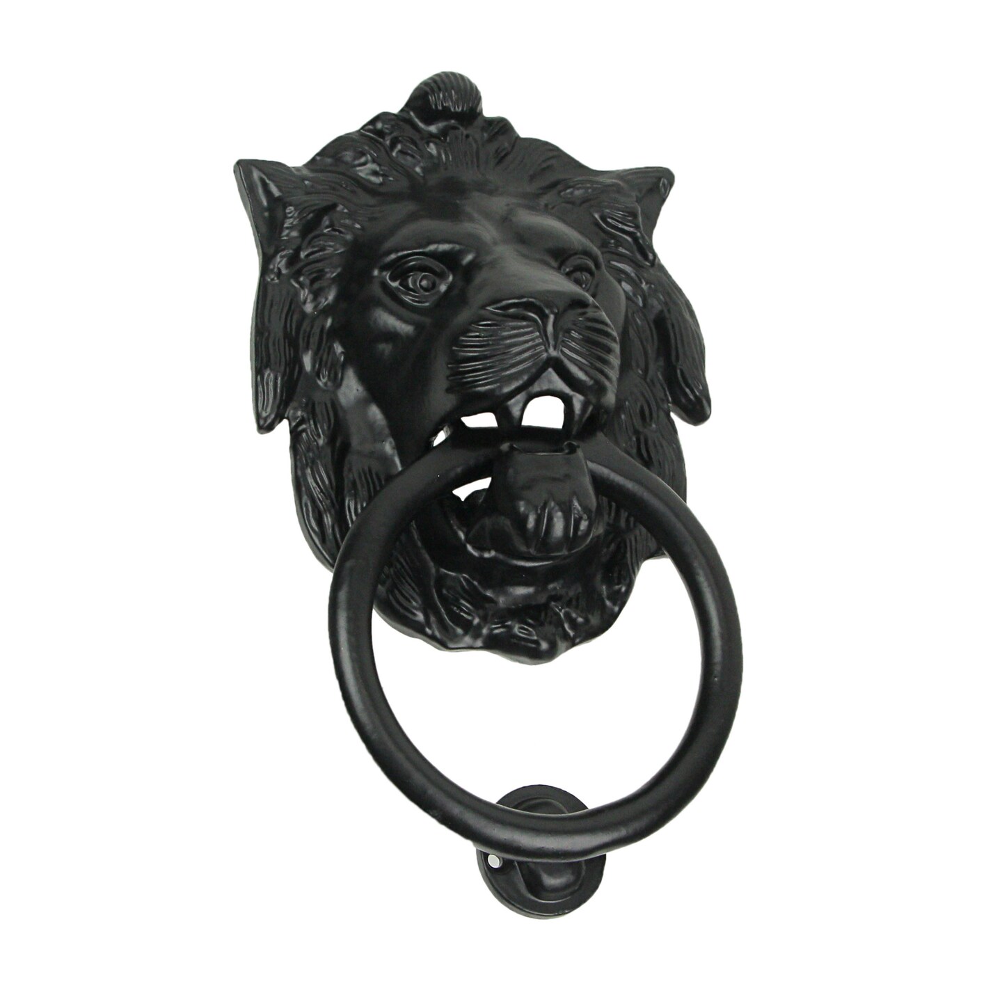 Black Enamel Cast Iron Lion Head Decorative Door Knocker Antique Home Accent