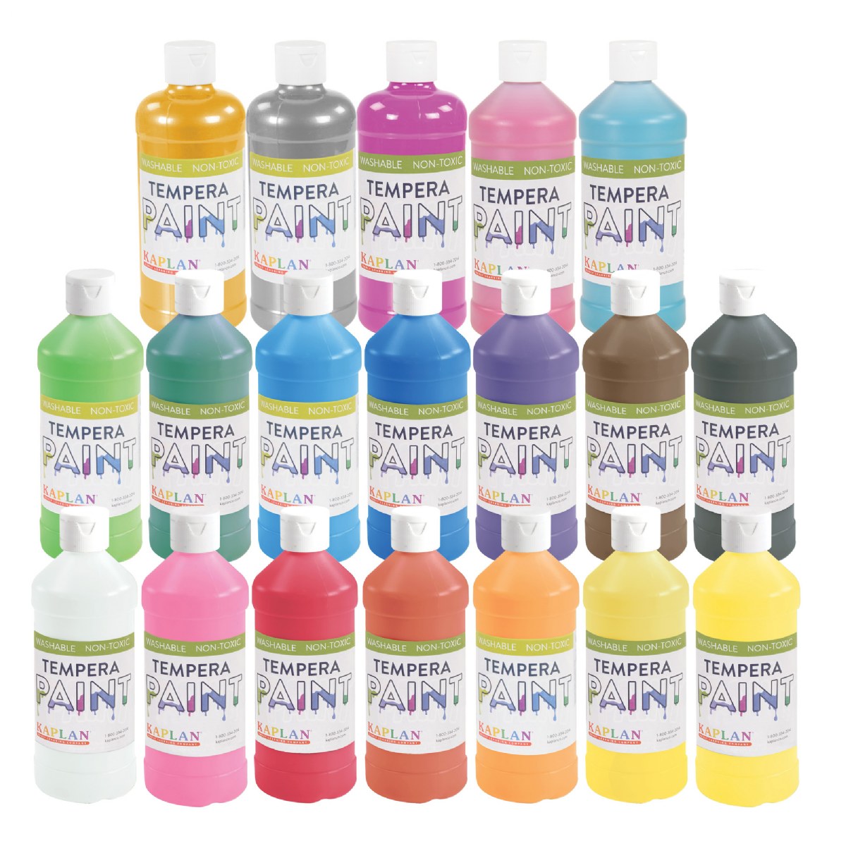 Kaplan Early Learning Company Kaplan Washable Tempera Paint - Set of 19 Colors