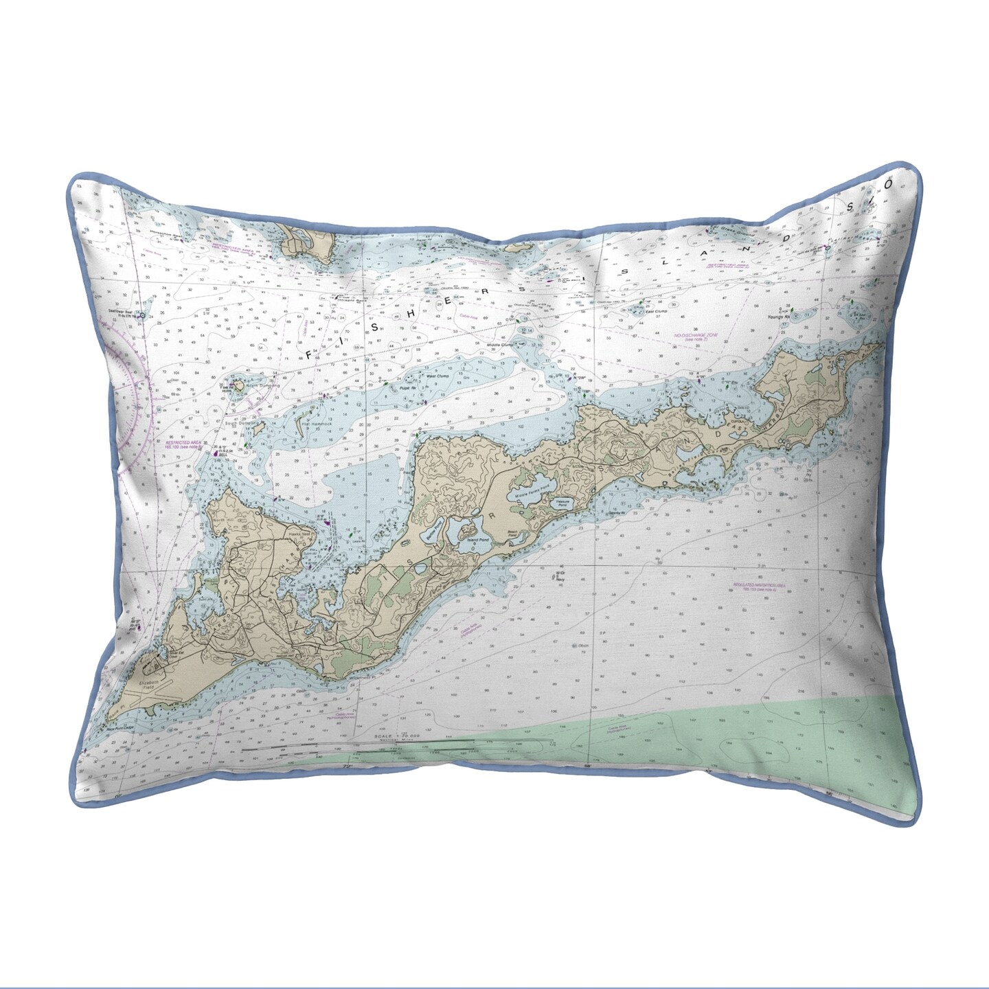 Betsy Drake Fishers Island, RI Nautical Map Large Corded Indoor/Outdoor ...