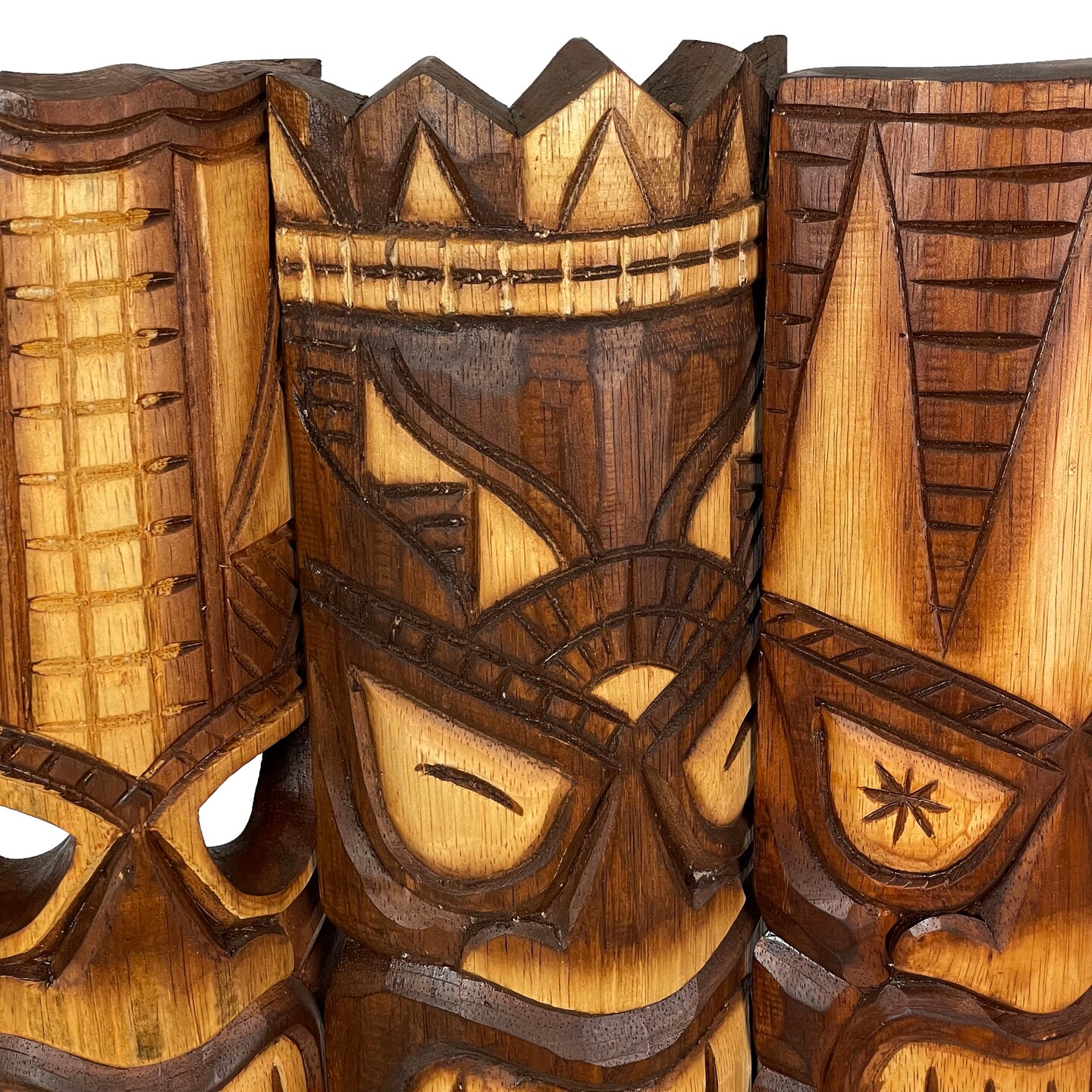 Carved Wood Tiki God Masks Tropical Beach Hawaiian Home Decor
