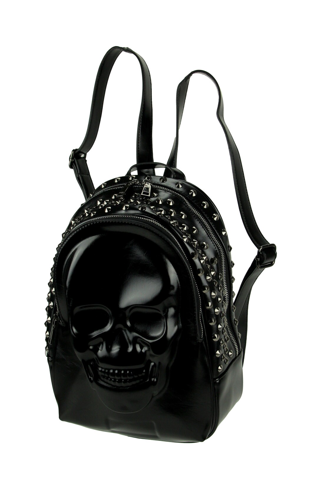 Black Studded Gothic 3D Molded Skull Backpack