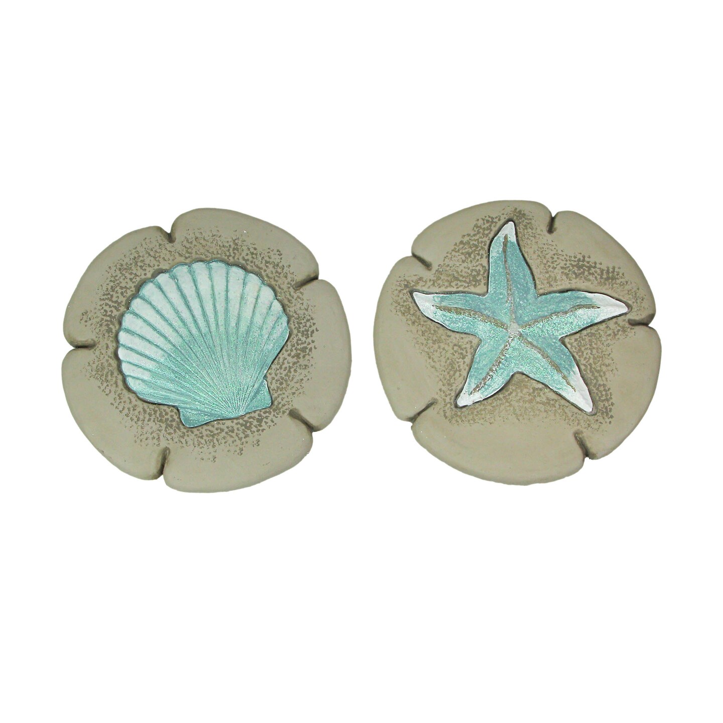 Sand and Sky Starfish and Shell Decorative Stone Sculpture Wall Hangings Set
