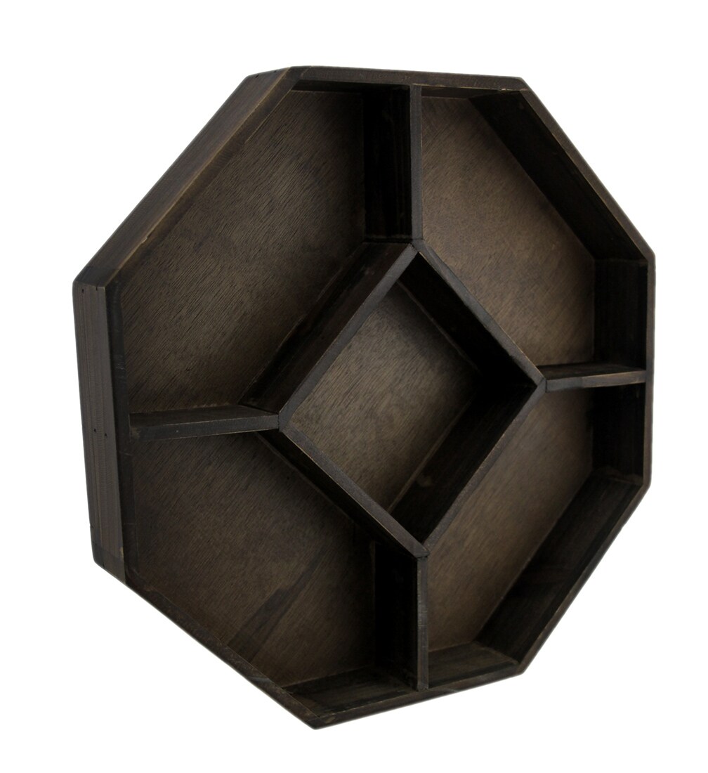 Dark Brown Wooden Geometric Hexagon Crystal Display Shelf Michaels
