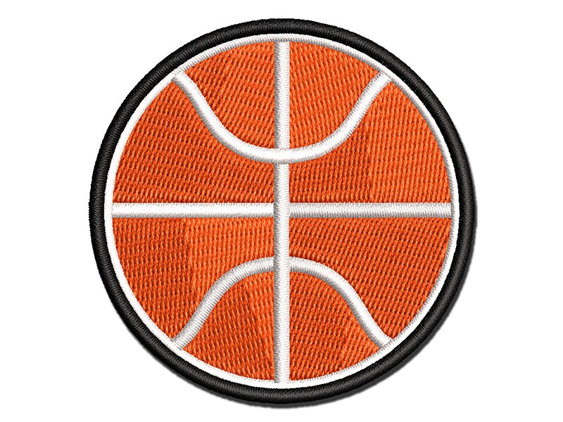 Basketball Sports Ball Multi-Color Embroidered Iron-On or Hook &#x26; Loop Patch Applique
