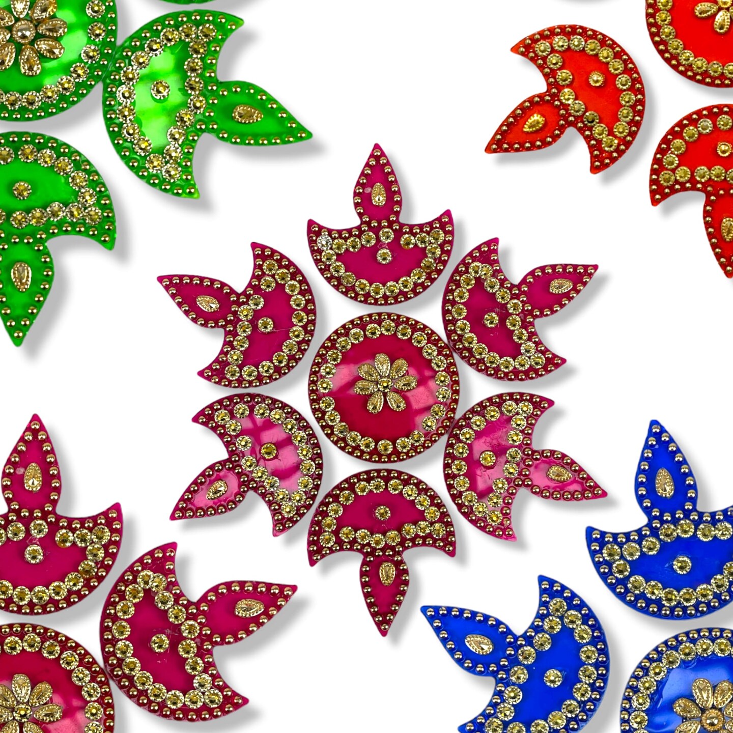 Diya Floor Rangoli Indian Traditional Handmade Reusable 6.5 Inches Acrylic Diya Rangoli Diwali Navratri Home Temple Decor Floor Table Decoration - Deepawali Wedding Housewarming Gift