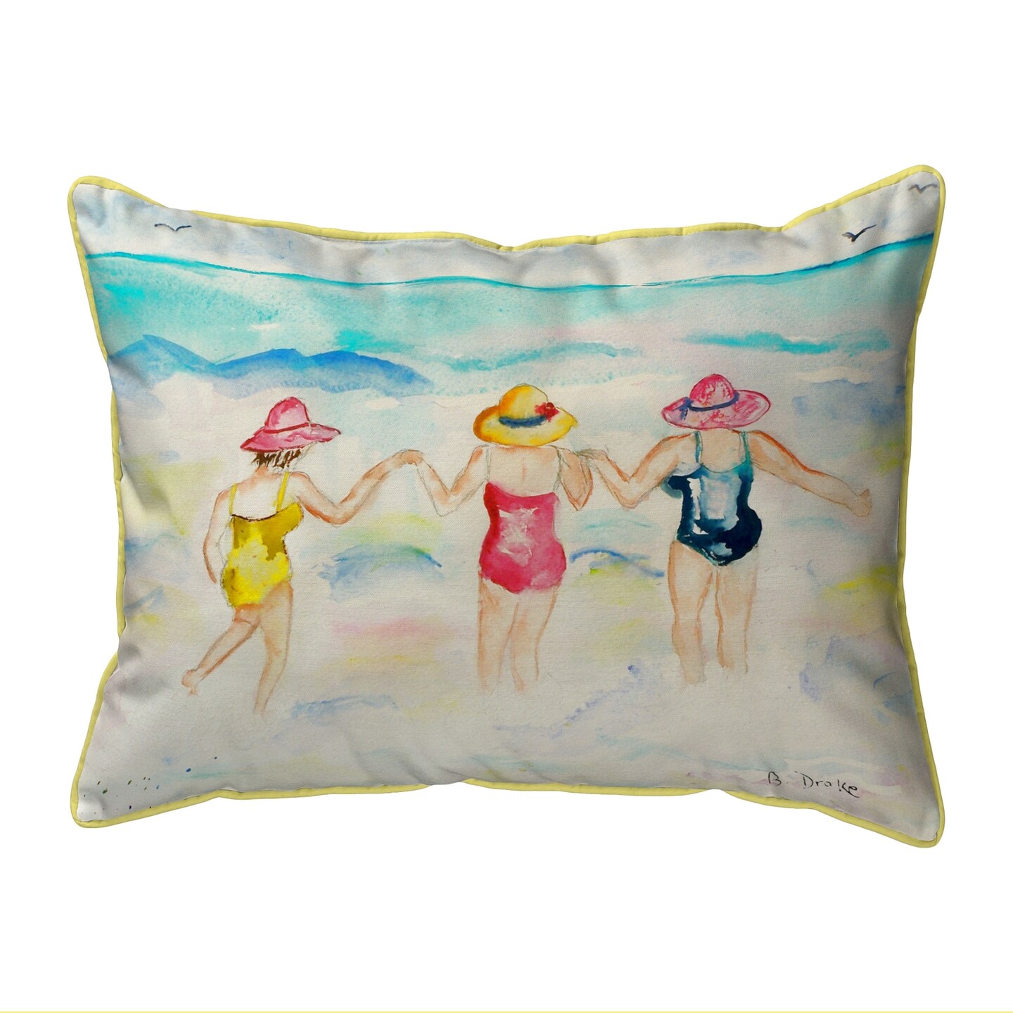 Betsy Drake Ladies Wading Large Indoor/Outdoor Pillow 16x20