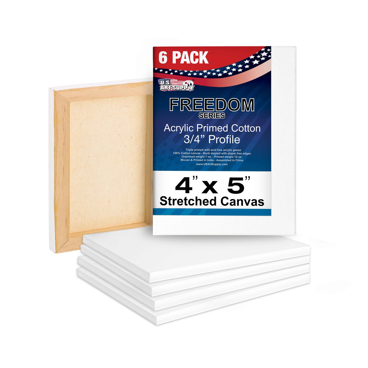 4 x 5 inch Stretched Canvas 12 Ounce Triple Primed 6 Pack