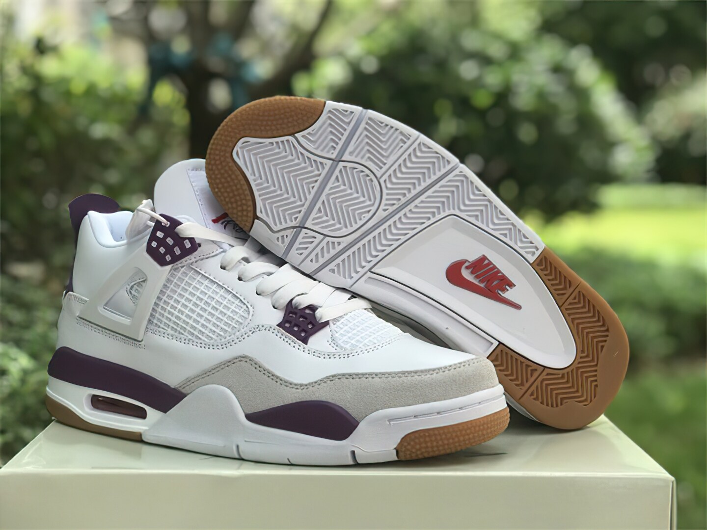 SB X Air Jordan 4 White Purple Unisex Sneakers for Him for Her MakerPlace by Michaels