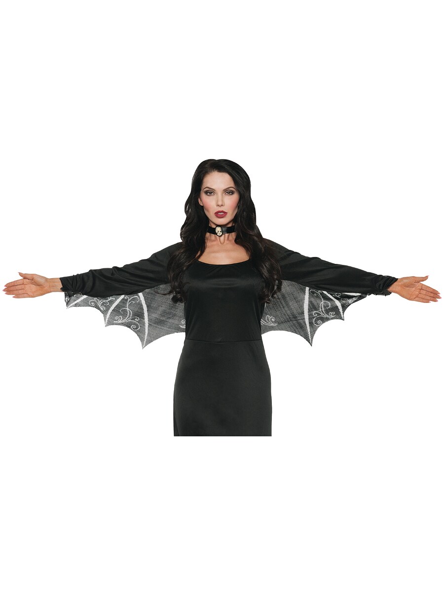 Womens Black Lace Bat Wings Costume Accessory
