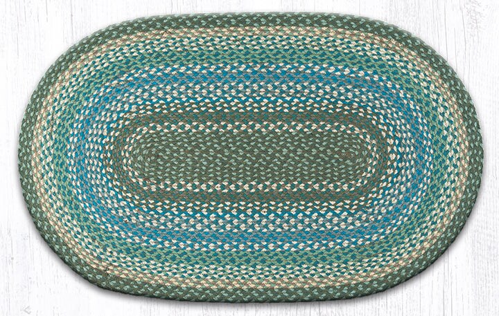 Earth Rugs C-419 Sage / Ivory / Settlers Blue Oval Braided Rug 27" x 45"