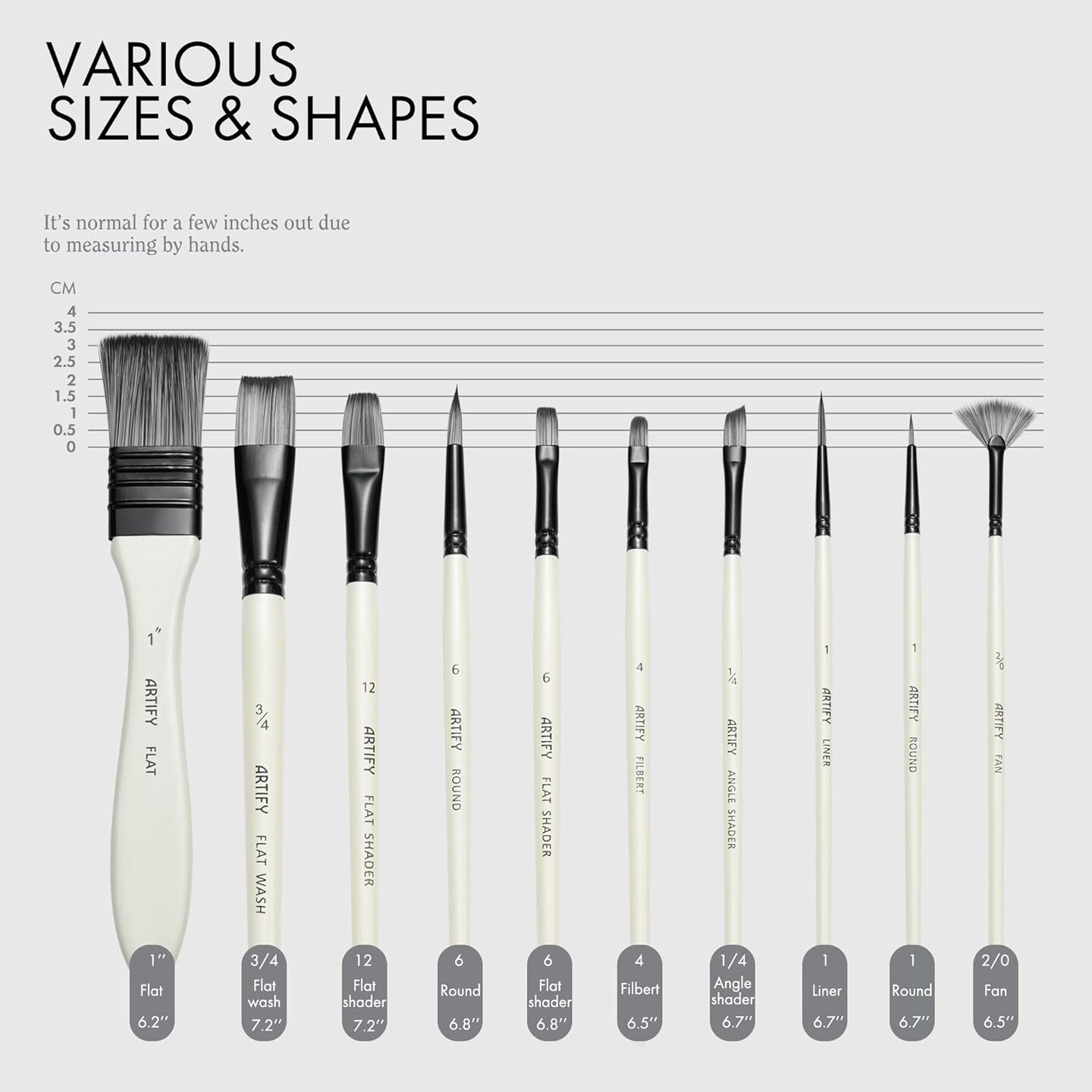 ARTIFY 10 Pieces Paint Brush Set, Intermediate Series, Includes a Carrying Case, Premium Nylon Hair Brushes for Acrylic, Watercolor, Oil and Gouache Painting (White - Premium Nylon Hair)