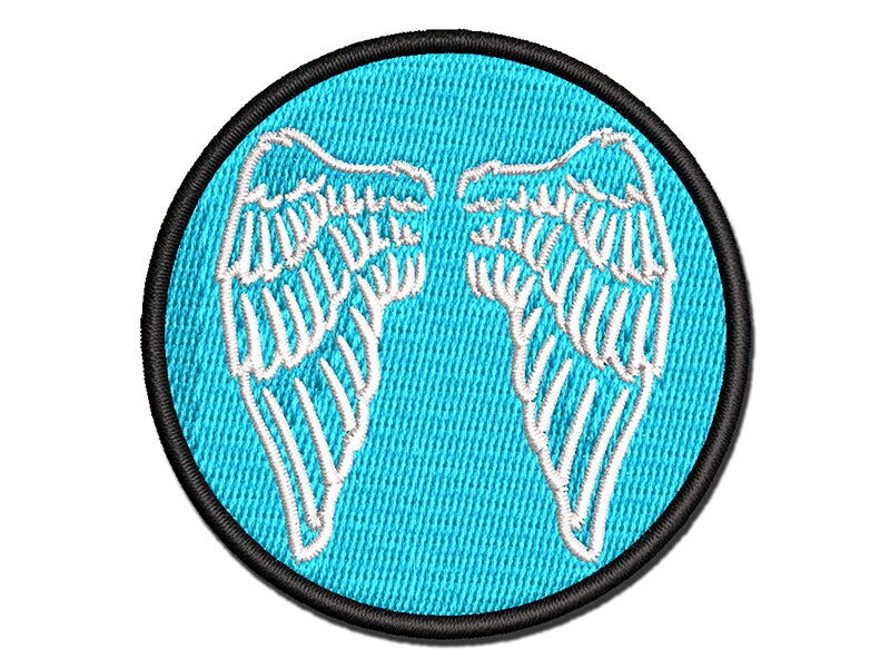 Folded Angel Wings Feathers Multi-Color Embroidered Iron-On or Hook &#x26; Loop Patch Applique