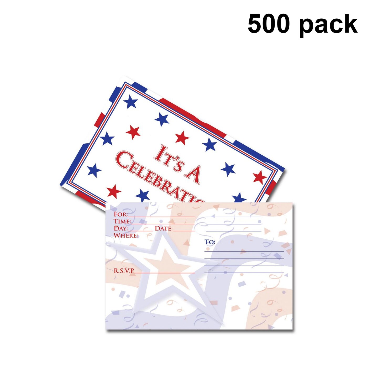 Patriotic Party Postcard Invitations | 4 x 6 inches Plastic wrapped | Raheev®