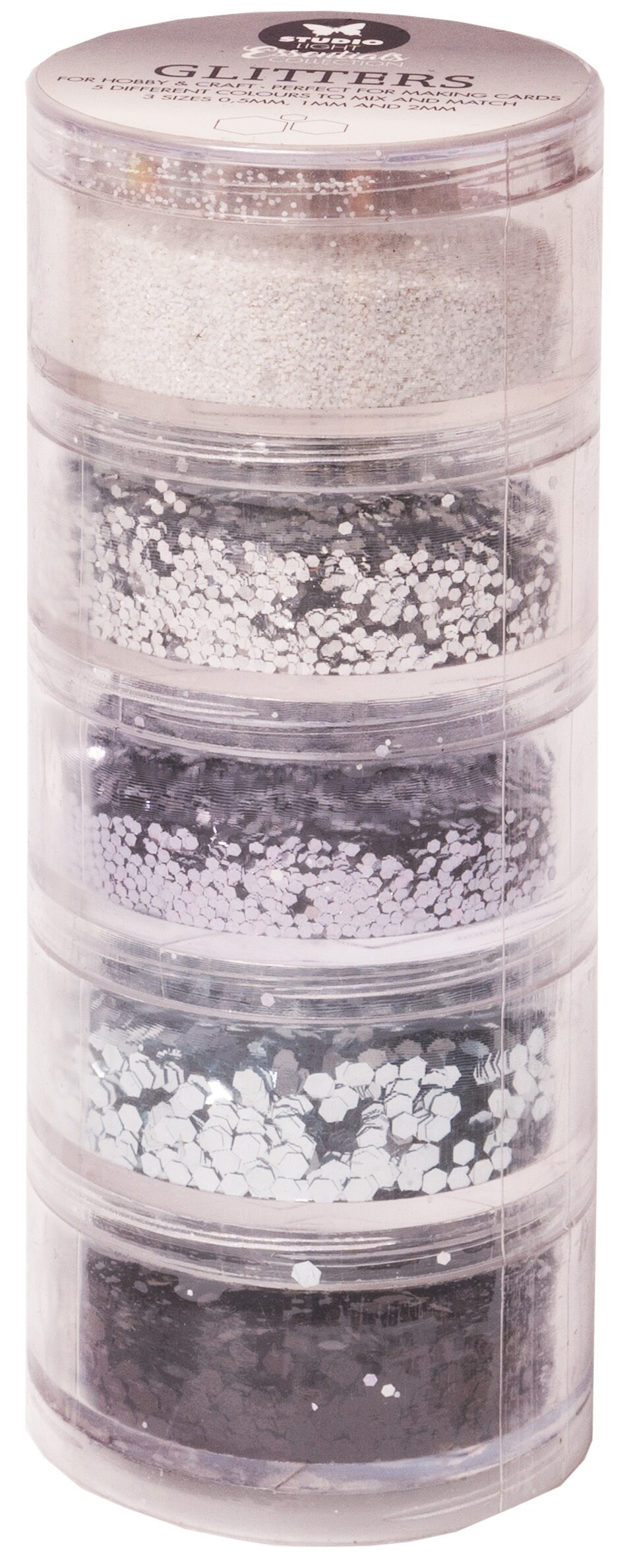 Studio Light Glitters 5/Pkg-Nr. 03, Grey/Silver/Black