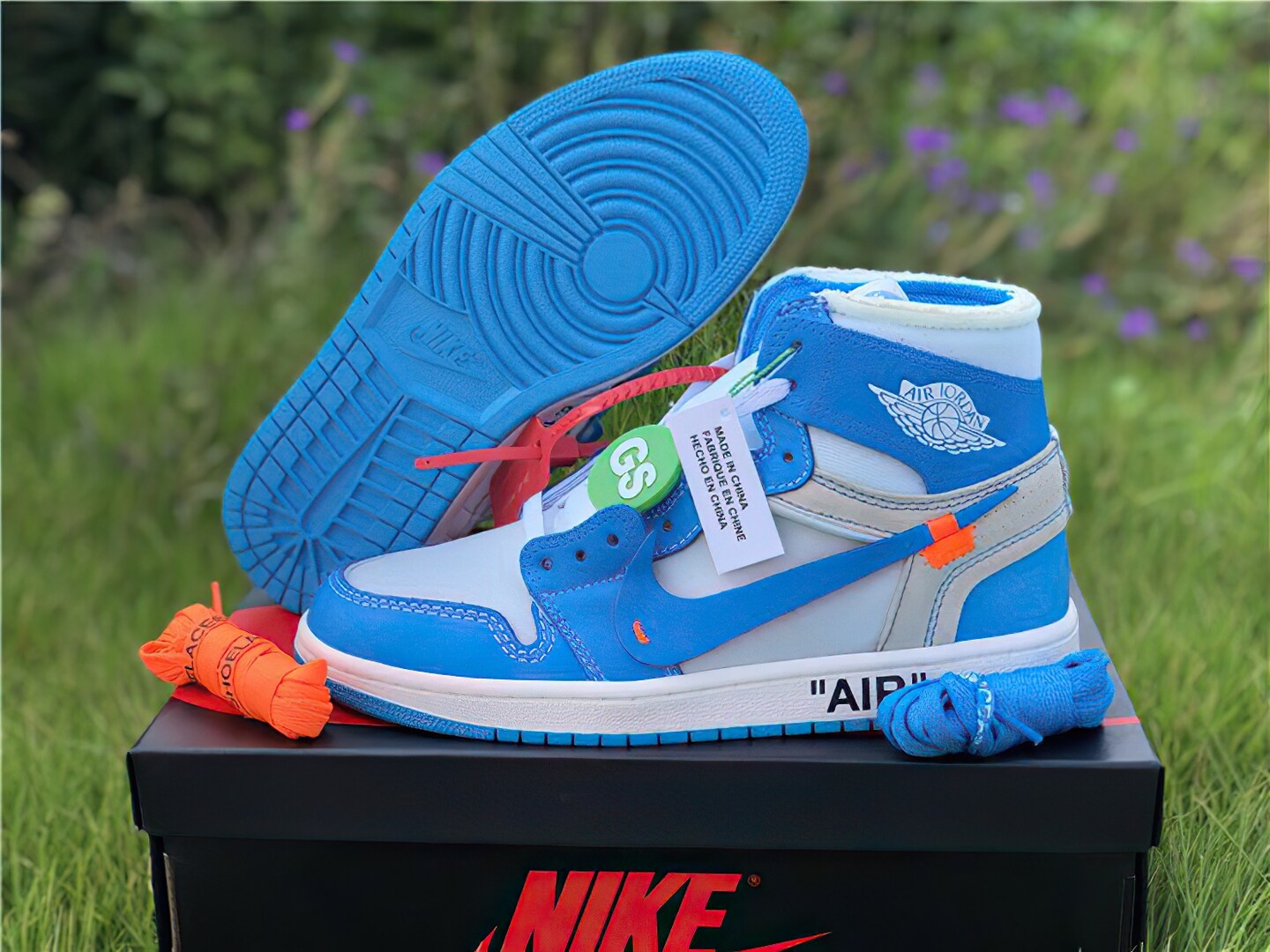 Off white air jordans blue best sale