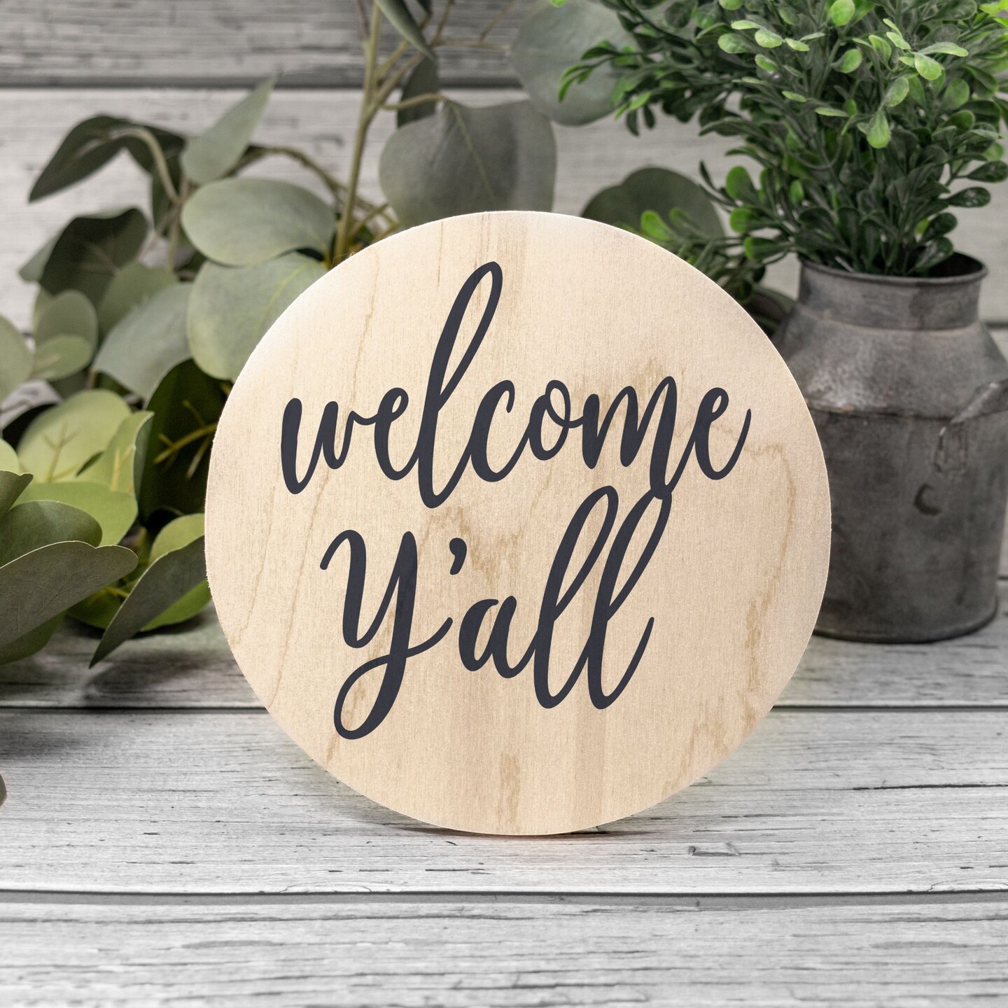 Round wooden Welcome y'all sign for home Southern charm wooden welcome ...