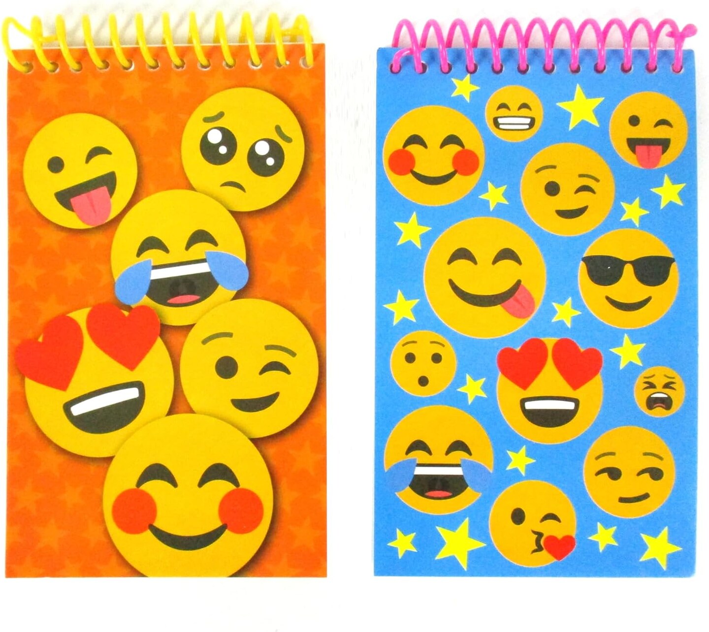 TINYMILLS Emoji Birthday Party Favor Set (12 multi-point pencils, 12 stampers, 12 sticker sheets, 12 small spiral notepads) Emoji Pencils Emoji Stampers Emoji Notepads Emoji Stickers