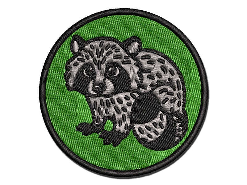 Baby Raccoon Woodland Animal Multi-Color Embroidered Iron-On or Hook &#x26; Loop Patch Applique