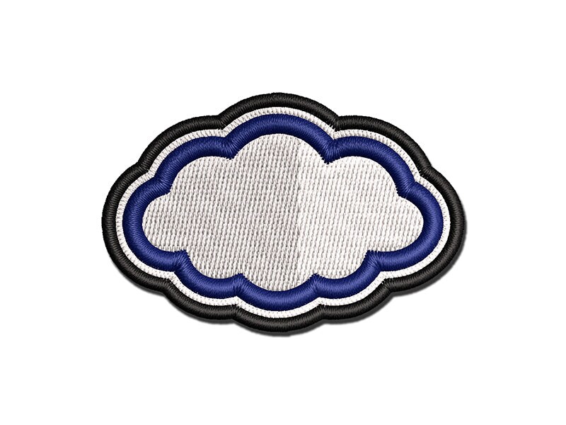 Cloud Outline Multi-Color Embroidered Iron-On or Hook & Loop Patch Applique