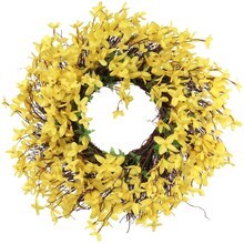 2-Pack: 16&#x22; Yellow Forsythia Wreath with Grapevine Ring, UV Resistant, Front Door Wreath by Floral Home&#xAE;