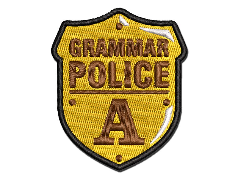 Grammar Police Badge Multi-Color Embroidered Iron-On or Hook & Loop ...