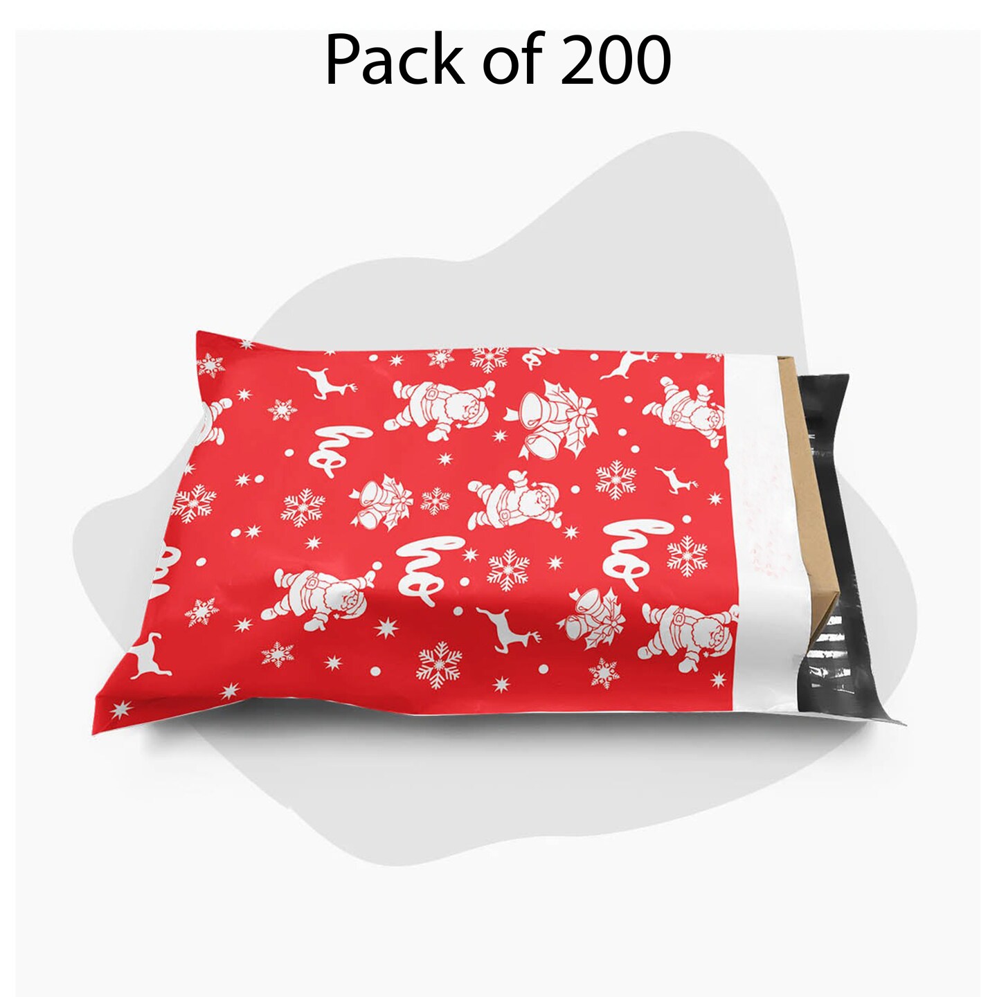 10 x 13 Size Santa Claus Ho Ho Ho Christmas Holiday Poly Bag Mailer Envelopes 2 Mil