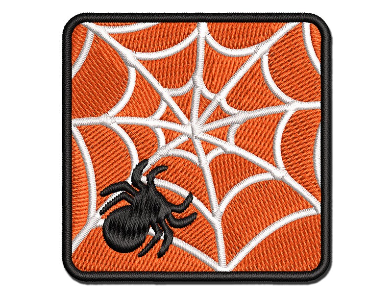 Creepy Spider Web Halloween Multi-Color Embroidered Iron-On or Hook &#x26; Loop Patch Applique