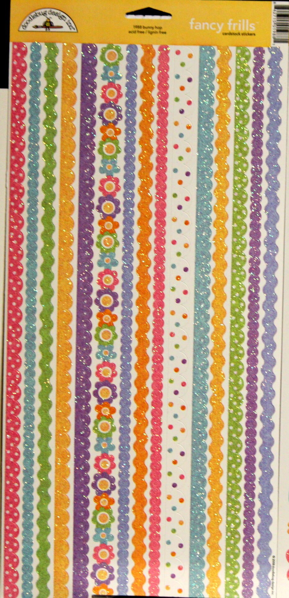Doodlebug Designs Fancy Frills Bunny Hop Glitter Borders Cardstock