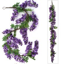 60-Inch Purple Wisteria Hanging Garland - Realistic Silk Flowers &#x26; Foliage, Ideal for Indoor Use, Perfect Spring Floral Decor for Parties, Events, Home &#x26; Office Accents by Floral Home by Artificial Flowers