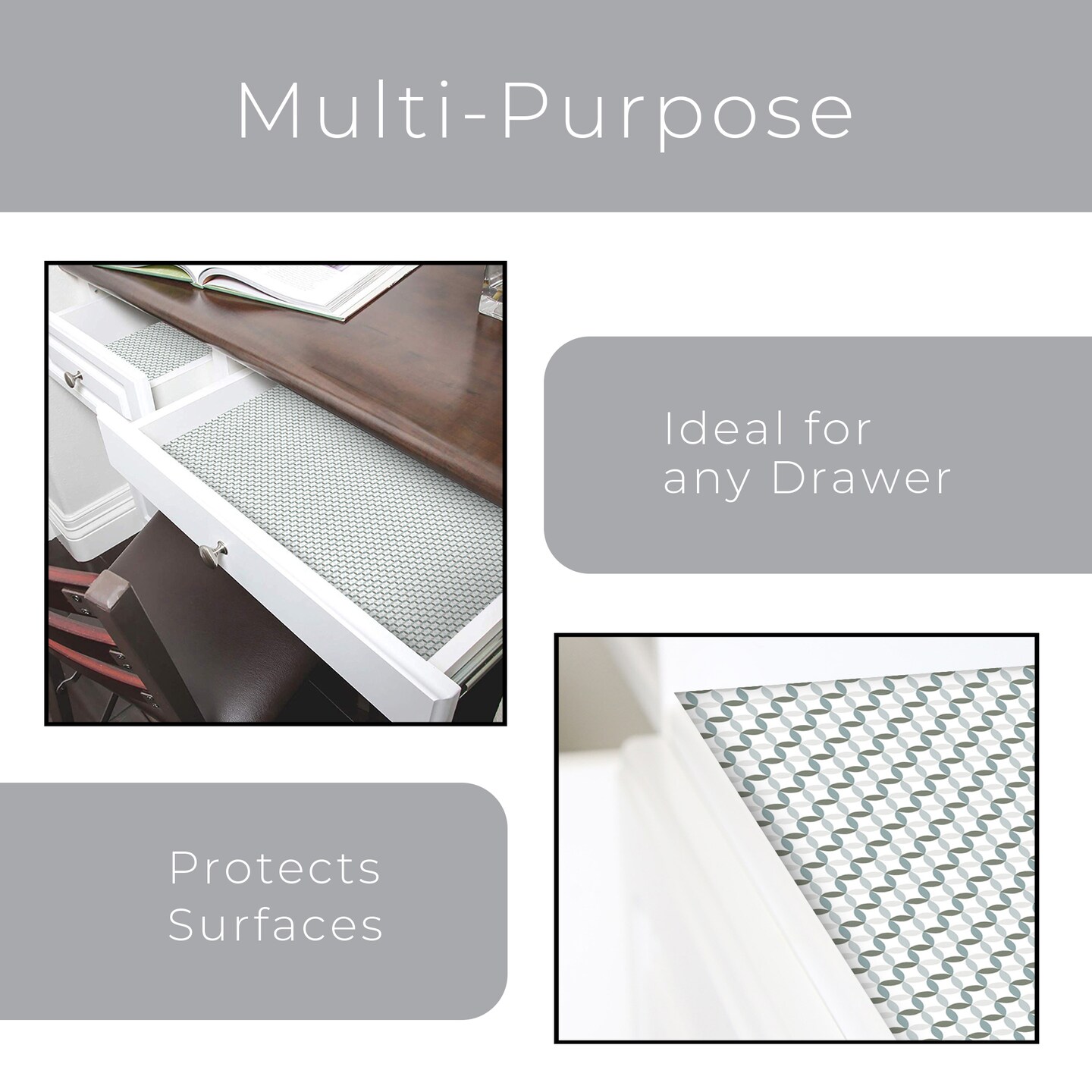 Smart Design Bonded Grip Shelf Liner - 12 inch x 10 feet - Ocean Origami