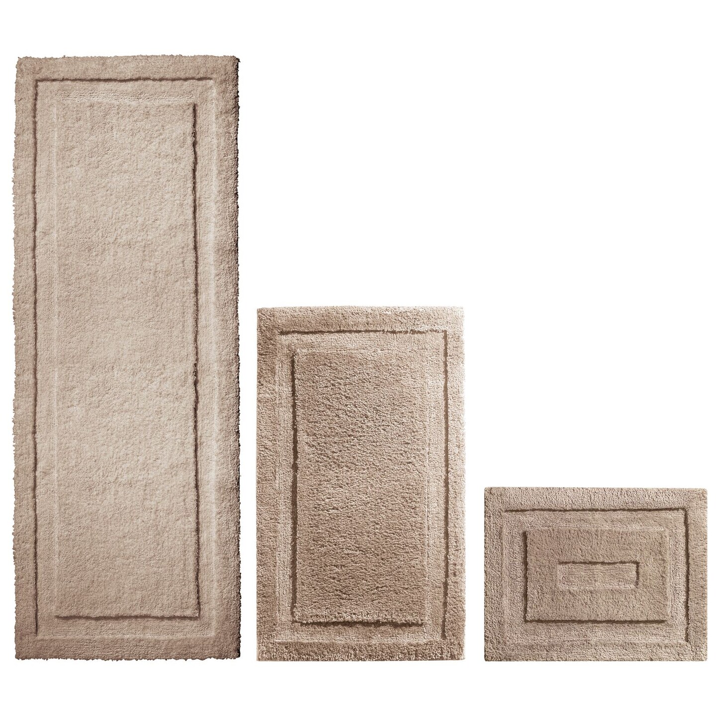 mDesign Microfiber Bath Mats - 3 Piece Bathroom Rug Set