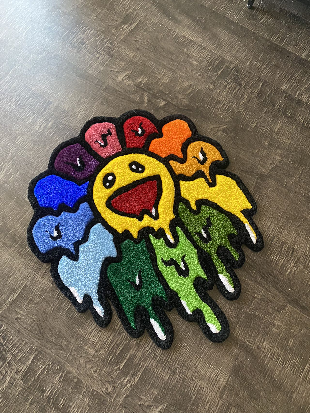 Handmade Tufted Smiley Face Rug, Custom Tufted Rug, Colorful Rug
