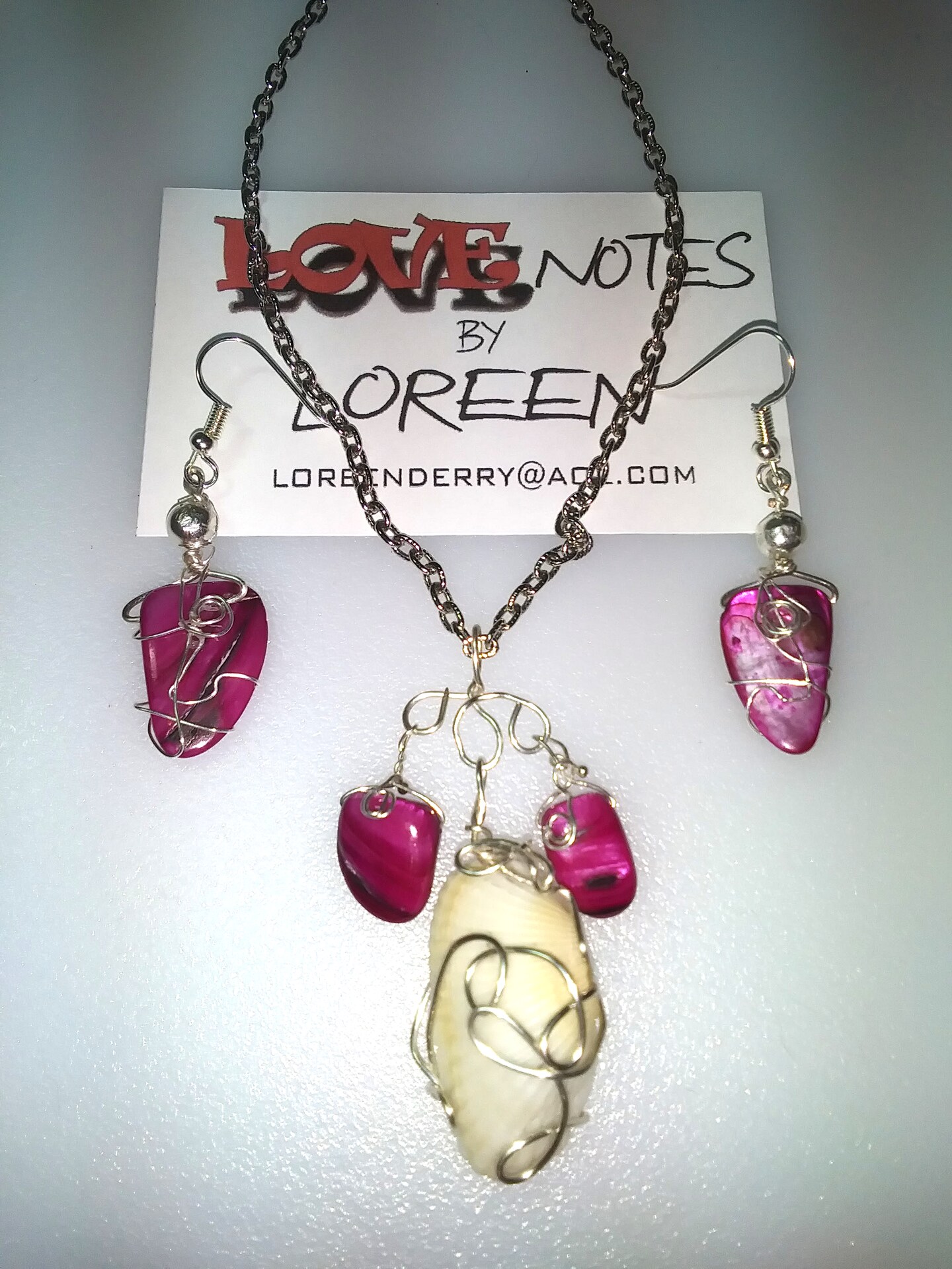 Florida seashell wire-wrapped pendant with mother of pearl beads and  earrings MakerPlace by Michaels