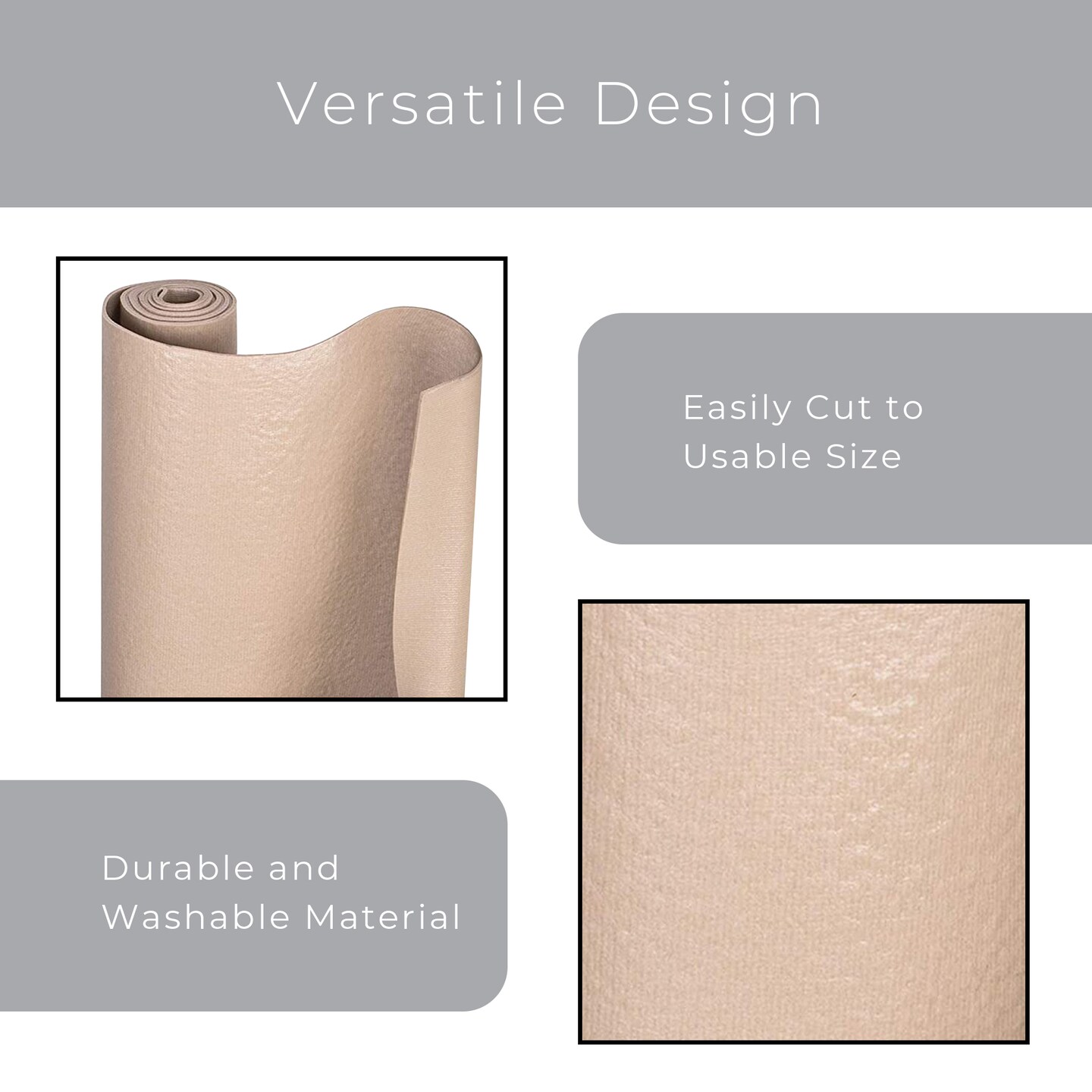 Smart Design Master Solid Grip Shelf Liner - 18 Inch x 24 Feet Total (Set of 6 Rolls) - Taupe