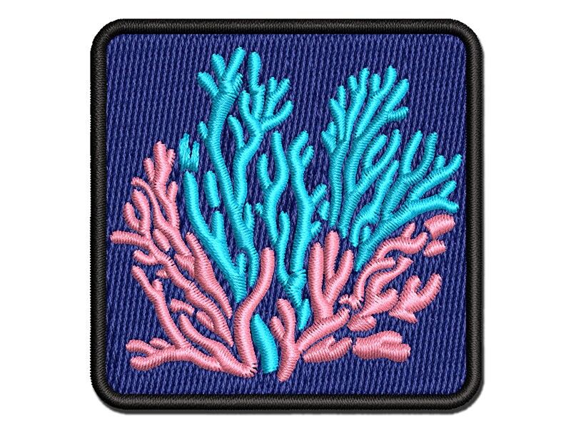 Coral Reef Ocean Multi-Color Embroidered Iron-On or Hook &#x26; Loop Patch Applique