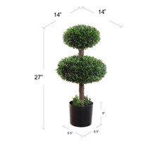 2.5ft Artificial Double Boxwood Topiary Tree - Lifelike Design, Potted in Black Planter, Ideal for Home, Office &#x26; Outdoor Decor - All-Season Use, Floral Home by Artificial Flowers