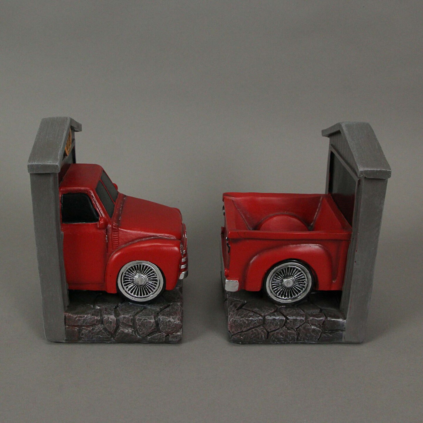 Rustic Red Vintage Pickup Truck Bookends Classic Decorative Bookshelf Decor