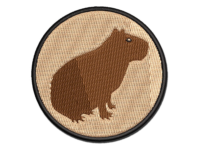 Capybara Rodent Silhouette Multi-Color Embroidered Iron-On or Hook &#x26; Loop Patch Applique