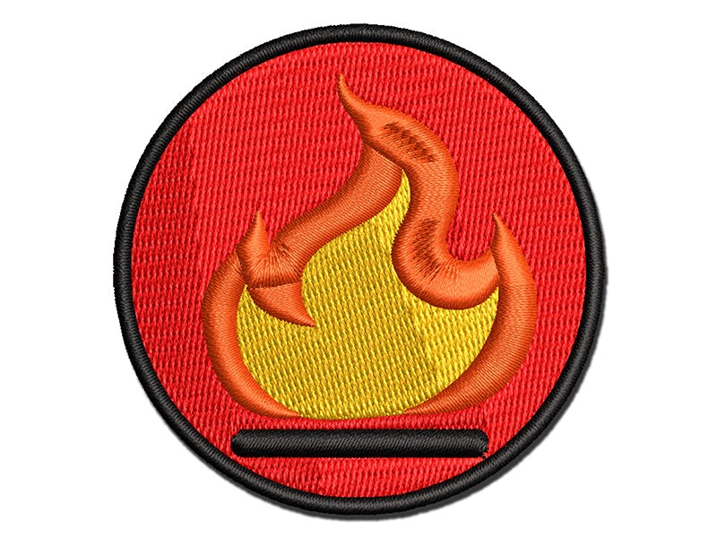 Flammable Fire Icon Multi-Color Embroidered Iron-On or Hook &#x26; Loop Patch Applique