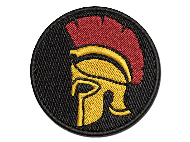 Ancient Greek Roman Spartan Helmet Multi-Color Embroidered Iron-On or Hook &#x26; Loop Patch Applique