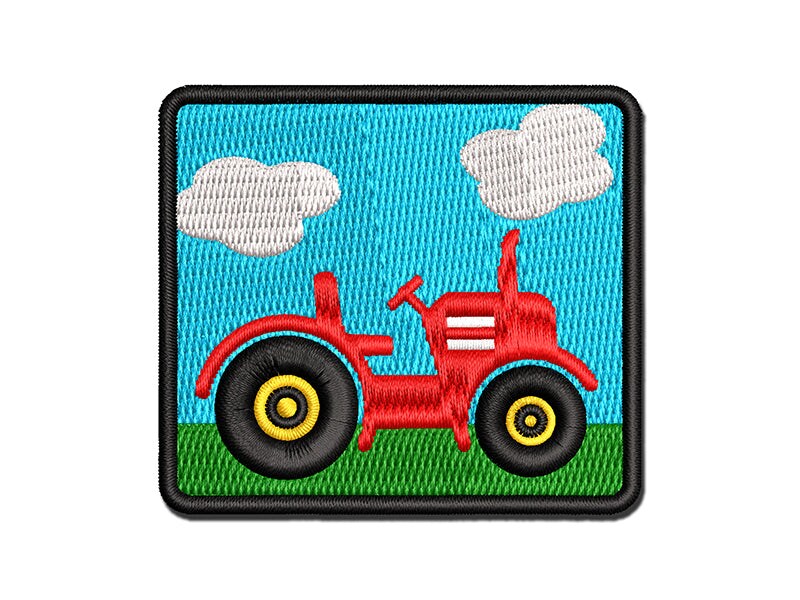 Farm Tractor Multi-Color Embroidered Iron-On or Hook &#x26; Loop Patch Applique