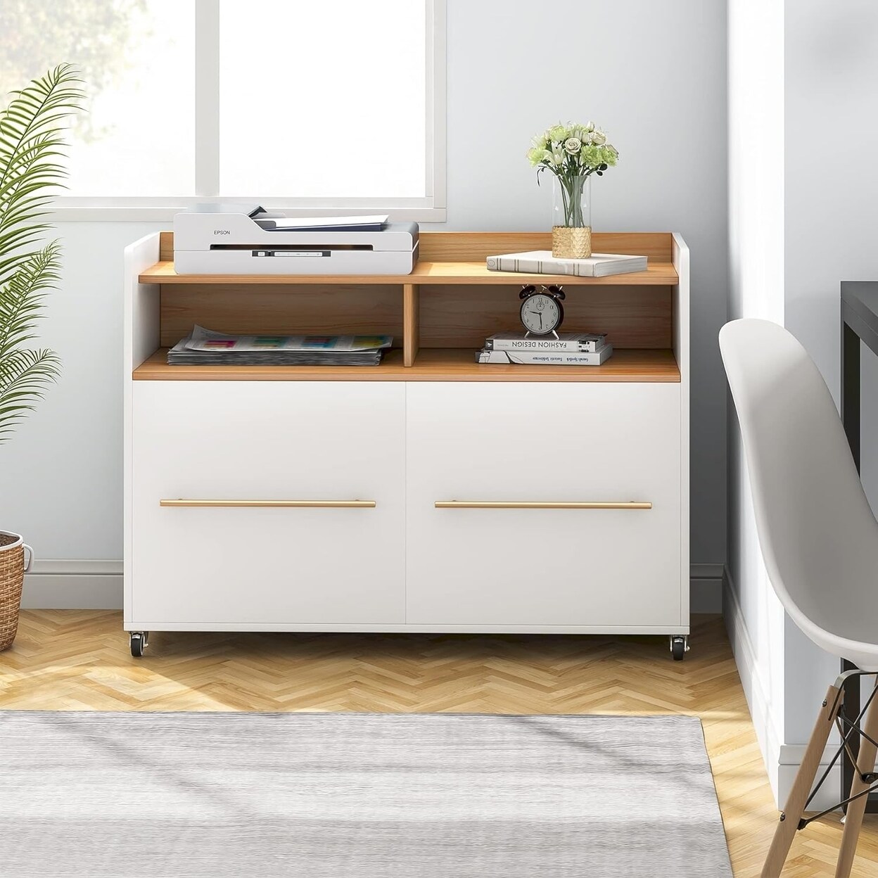 2 Drawer File Cabinet Rolling Filing Cabinets Printer Stand With Rolling